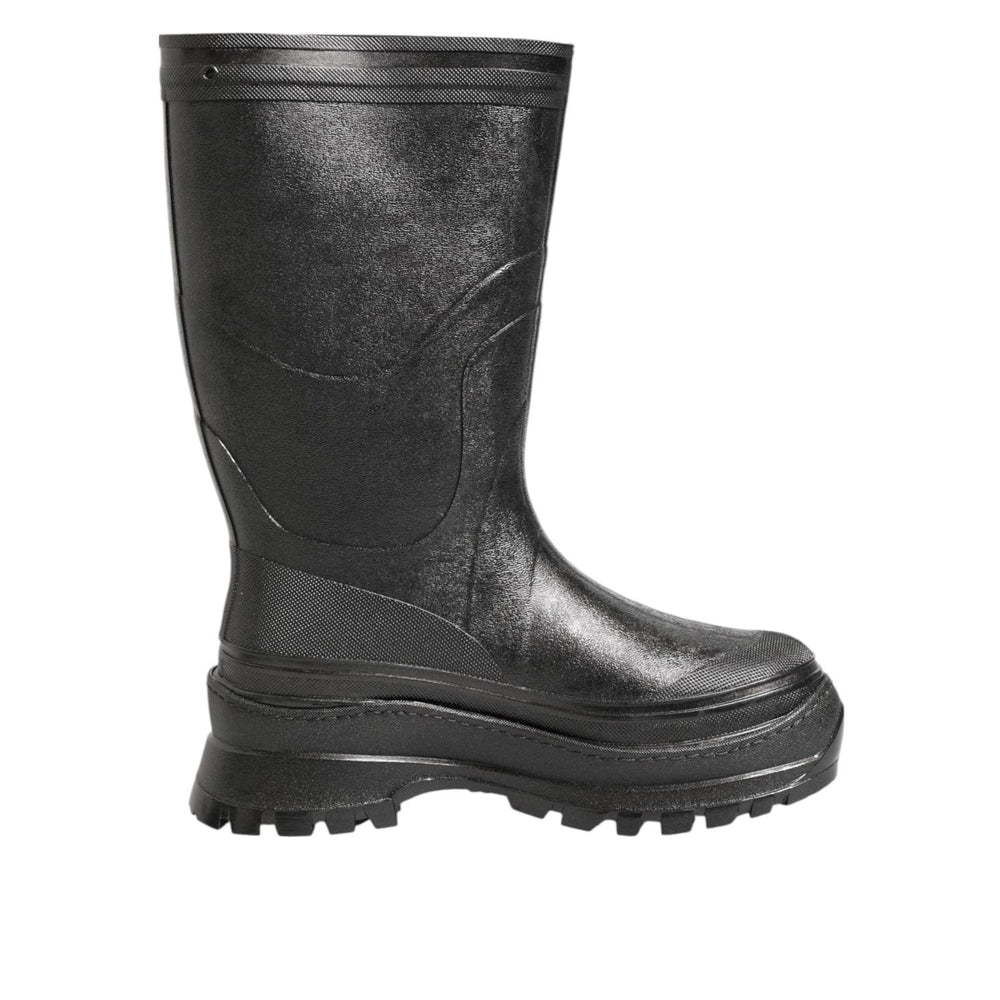 Dolce & Gabbana Metallic Black Pull On Rain Boots Men Shoes MV7885-42