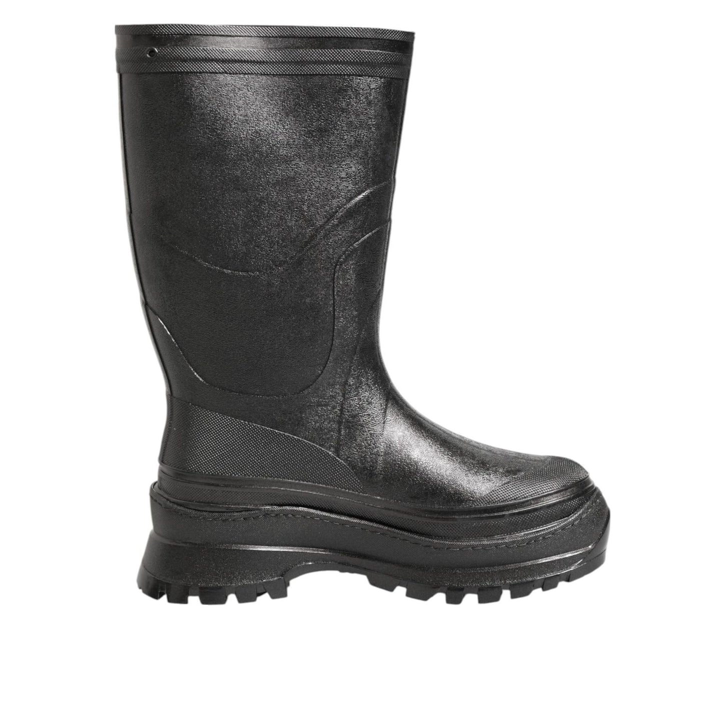 Dolce & Gabbana Metallic Black Pull On Rain Boots Men Shoes MV7885-42