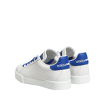 Dolce & Gabbana White Blue Leather Low Top Sneakers Shoes LA12900-35