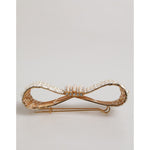 Dolce & Gabbana Gold Tone Brass Bow Crystal FauxPearl Embellished Brooch SMY11072