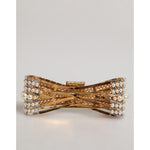 Dolce & Gabbana Gold Tone Brass Bow Crystal FauxPearl Embellished Brooch SMY11072