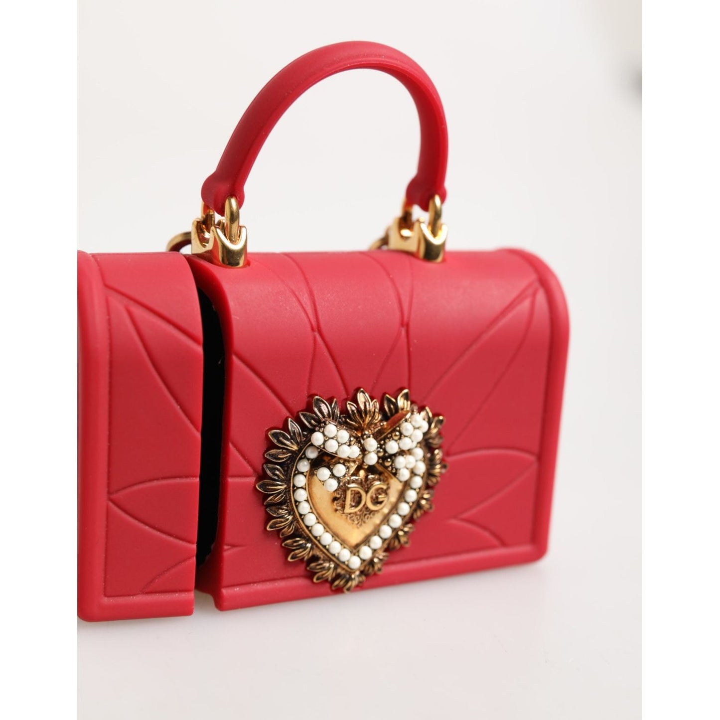 Dolce & Gabbana Red Silicone Devotion Heart Cover Bag Women Airpods Case SMY11140