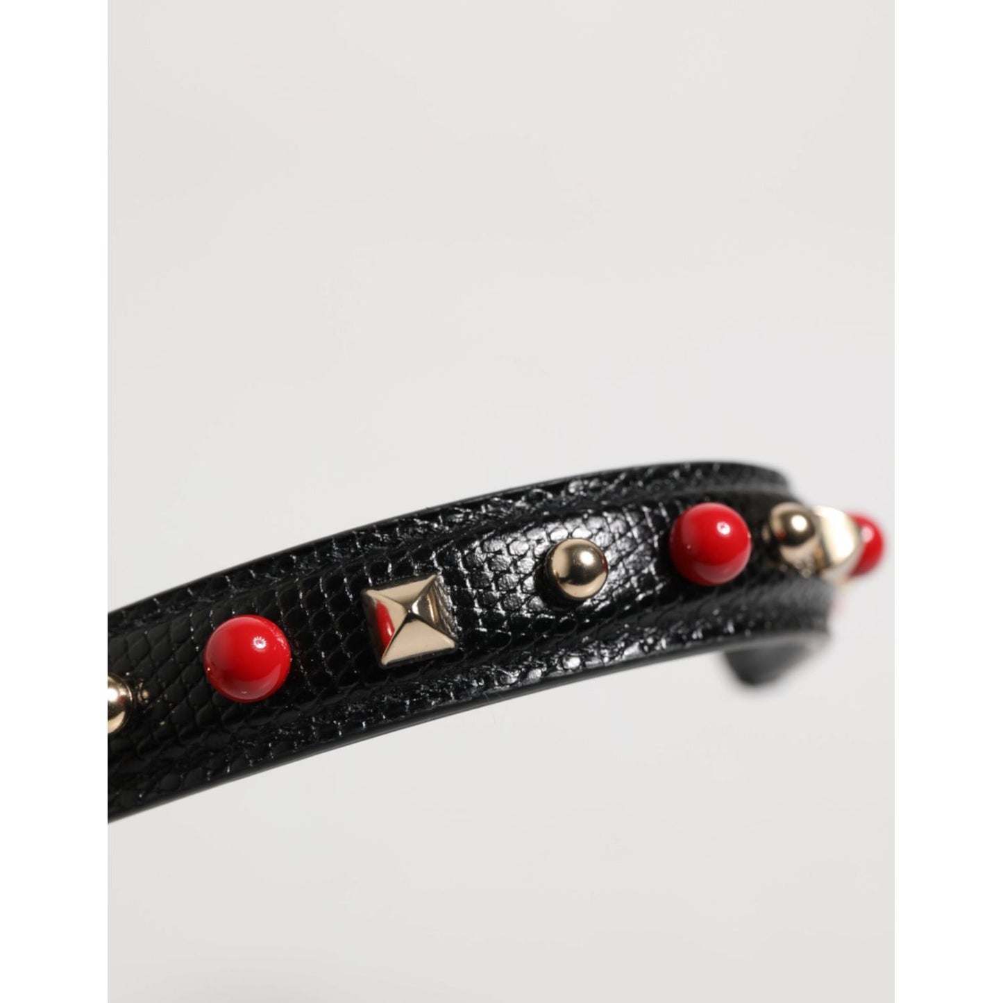 Dolce & Gabbana Black Embellished Leather Bag Handle Women Shoulder Strap