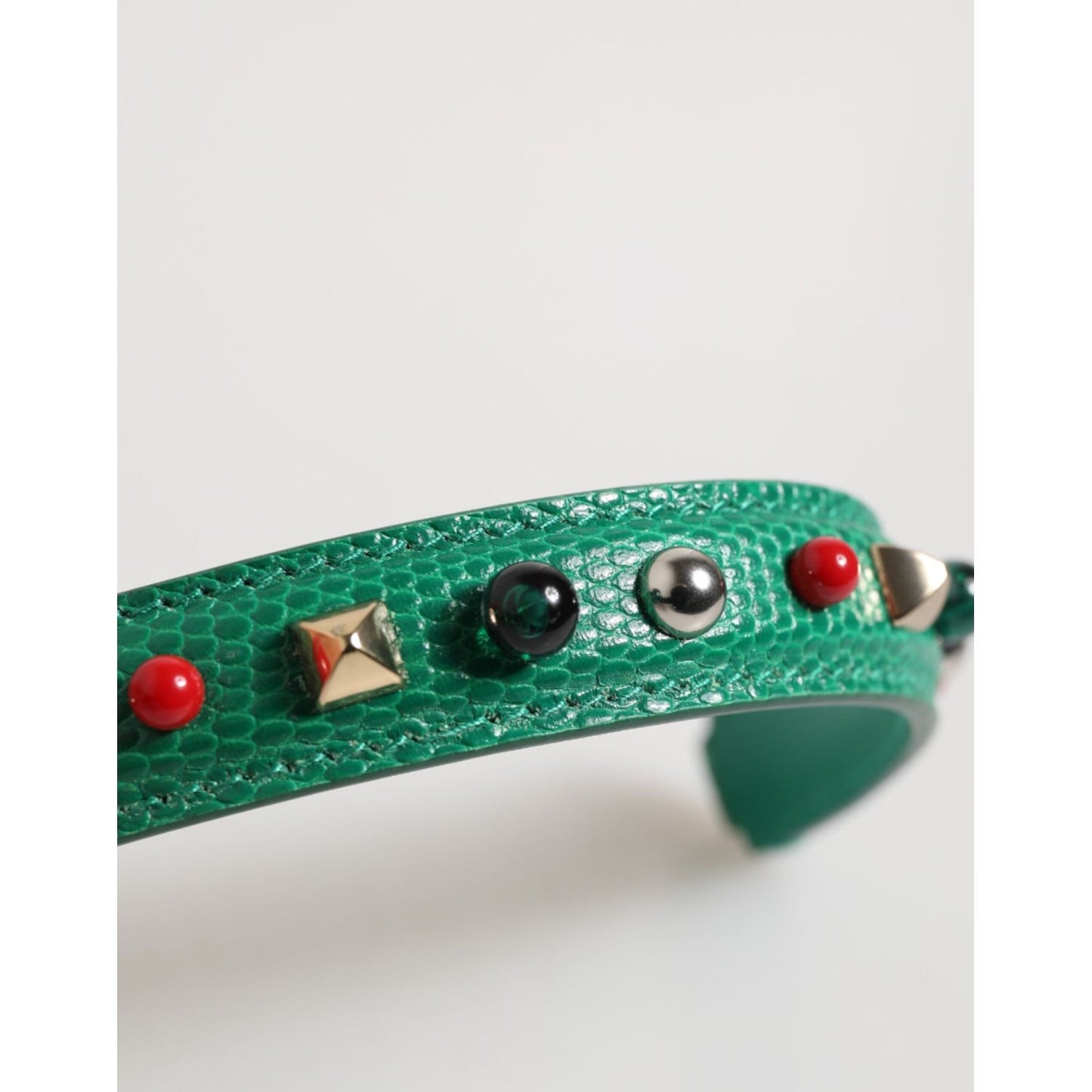 Dolce & Gabbana Green Embellished Leather Bag Handle Women Shoulder Strap SMY11165