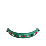 Dolce & Gabbana Green Embellished Leather Bag Handle Women Shoulder Strap SMY11165