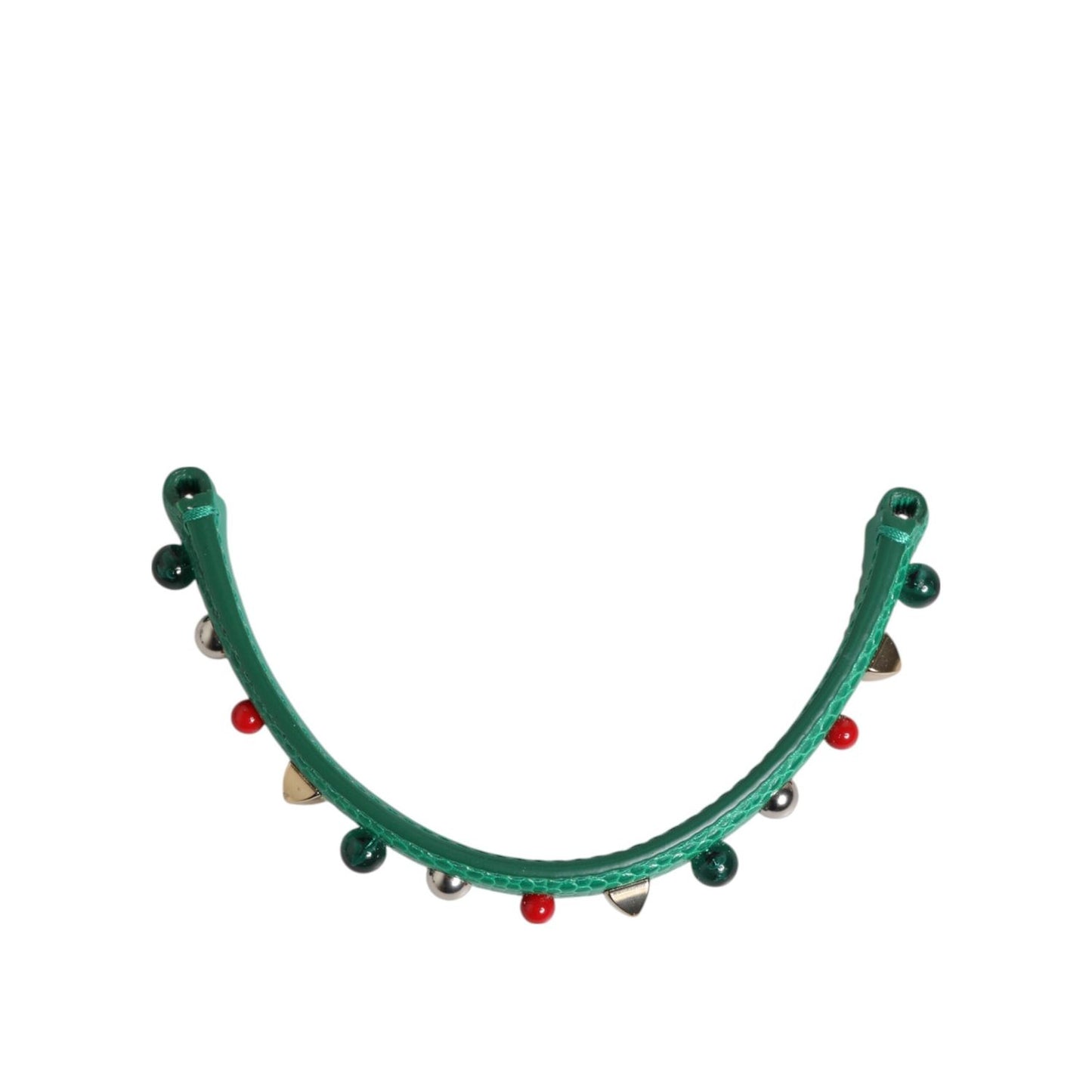 Dolce & Gabbana Green Embellished Leather Bag Handle Women Shoulder Strap SMY11165