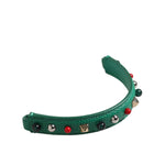Dolce & Gabbana Green Embellished Leather Bag Handle Women Shoulder Strap SMY11165