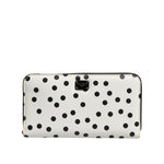 Dolce & Gabbana White Black Dotted Leather Zip Around Continental Wallet
