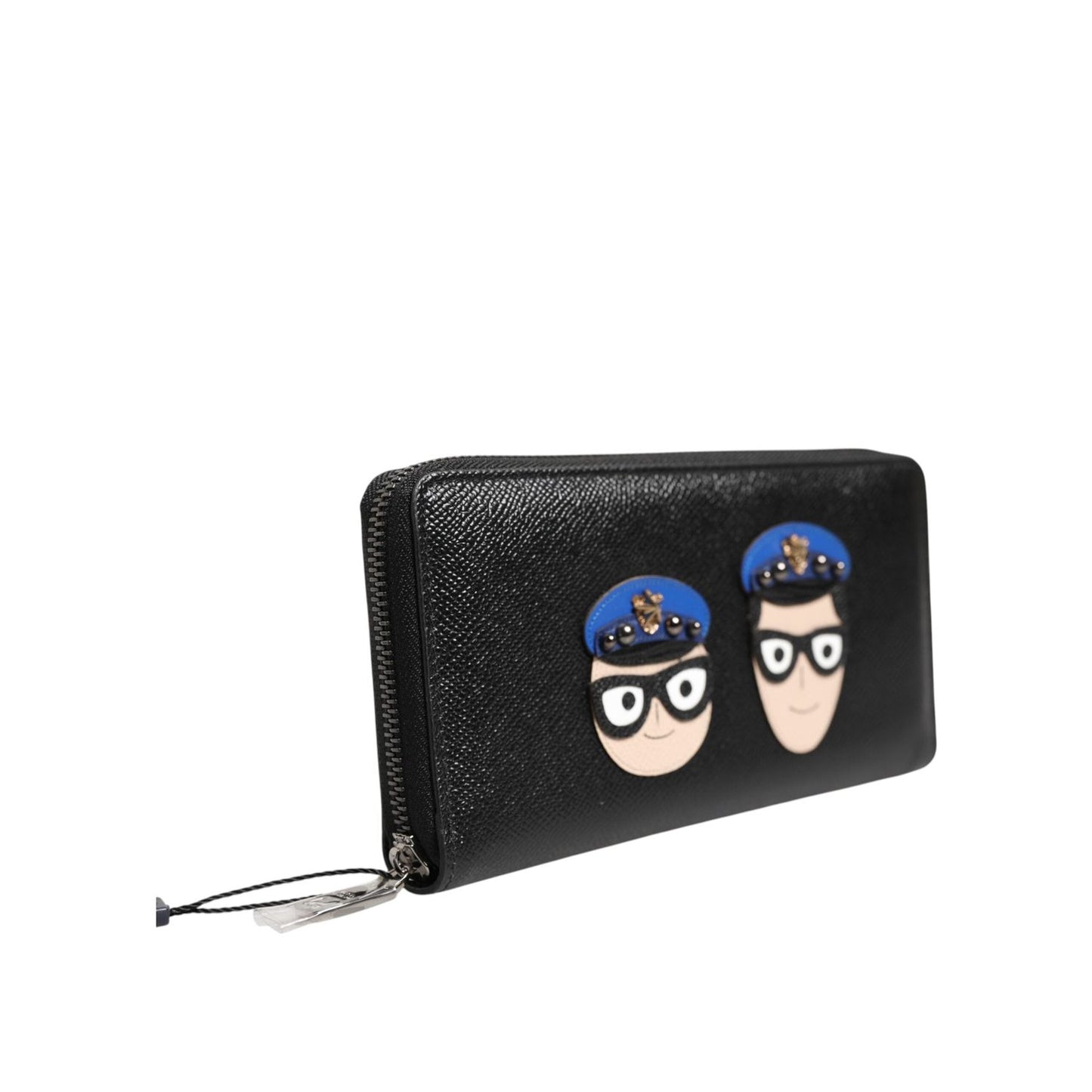Dolce & Gabbana Black Leather #DGFAMILY Zipper Continental Mens Wallet BAG4686