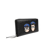 Dolce & Gabbana Black Leather #DGFAMILY Zipper Continental Mens Wallet BAG4686