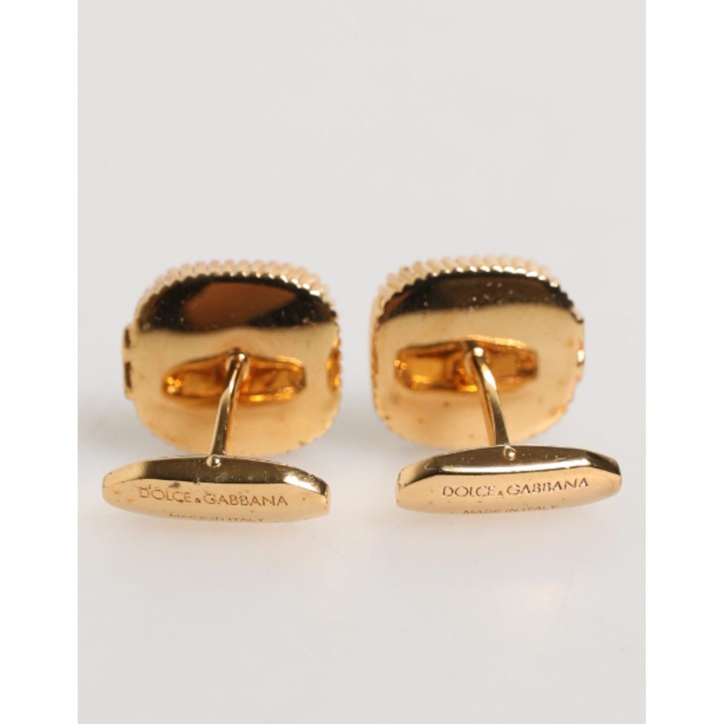 Dolce & Gabbana Gold Malachite Green Stone Square Men's Accessory Cufflink