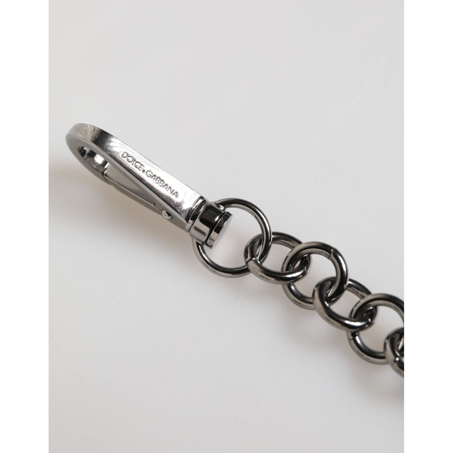 Dolce & Gabbana Blue Yellow DG Rubber Logo Silver Men Keychain Keyring