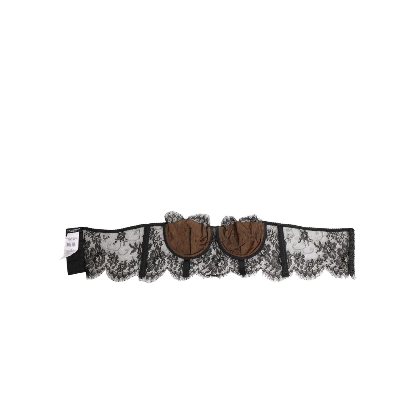Dolce & Gabbana Black Floral Lace Strapless Bustier Underwear