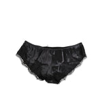 Dolce & Gabbana Black Silk Satin Lace Trim Panty Underwear