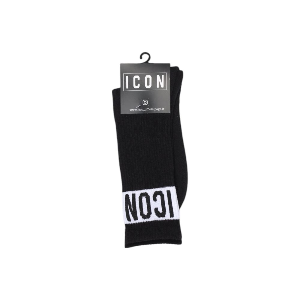 Icon Black Cotton Socks for men, high-quality and breathable, featuring modern sporty design, suitable for daily wear.