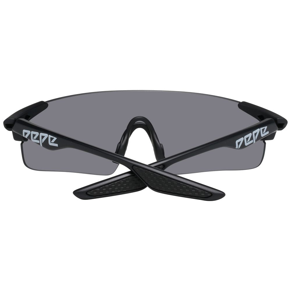 Pepe Jeans Black Plastic Sunglasses with logo on temples, stylish designer eyewear, model PJ7372-130C1, lightweight and fashionable