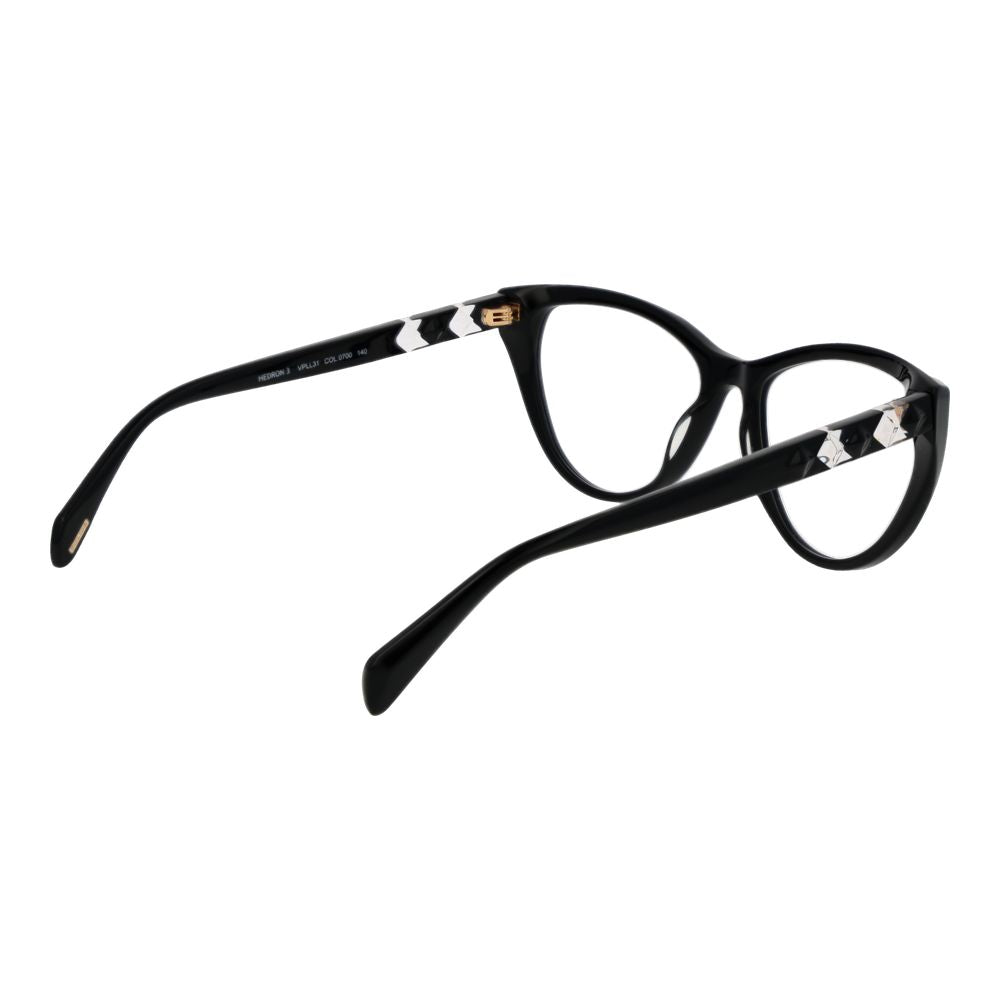 Police Black Plastic Glasses (Frames), women’s full-rim cat eye style, black plastic frame, demo lenses, branded case included.