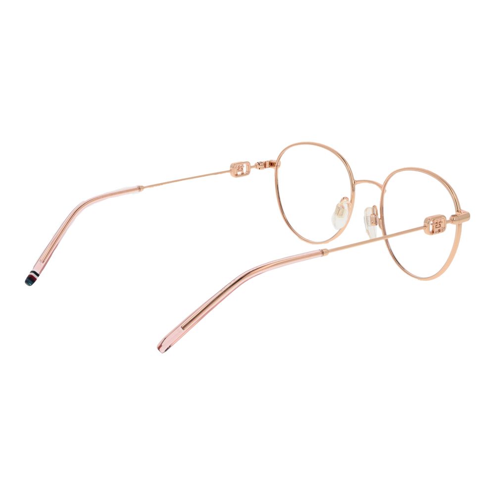 Tommy Hilfiger Gold Stainless Steel Glasses (Frames) - Women's full-rim panto style with demo lenses and gold finish.