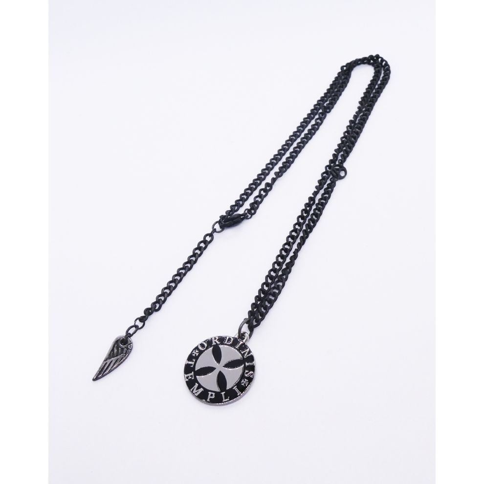 AN JEWELS JEWELRY Mod. AA.C260COS black chain necklace with round pendant and feather charm