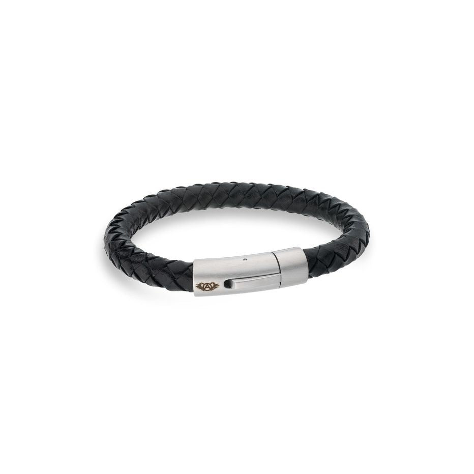 AN JEWELS JEWELRY Mod. AA.P233BK.M black braided bracelet with silver clasp