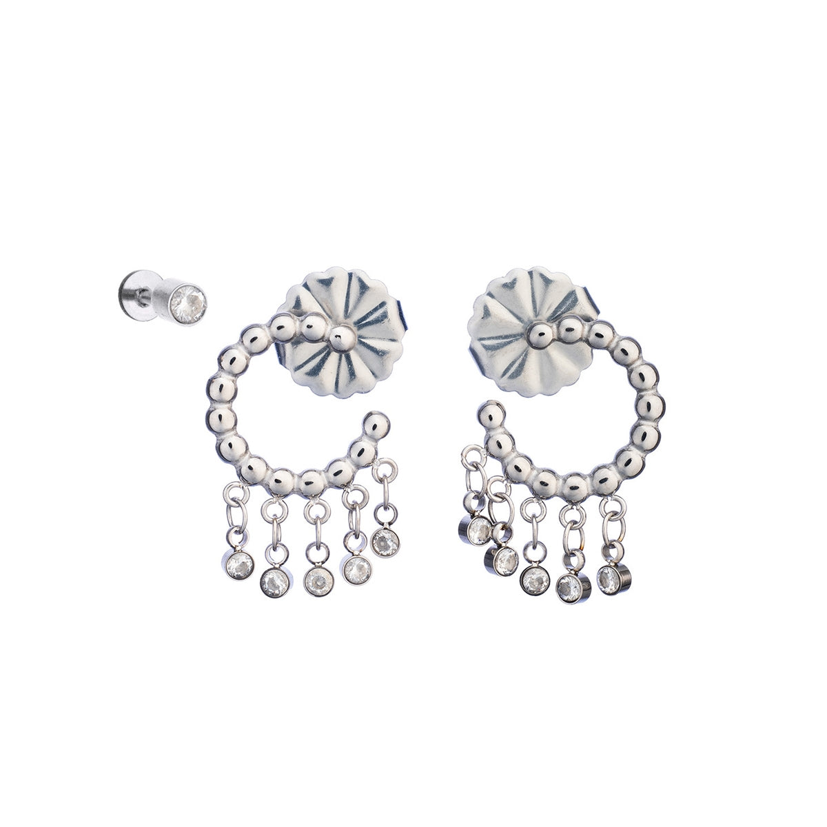 Silver earrings with intricate design from AN JEWELS JEWELRY Mod. AB.EP018, chic and elegant accessory for any occasion.