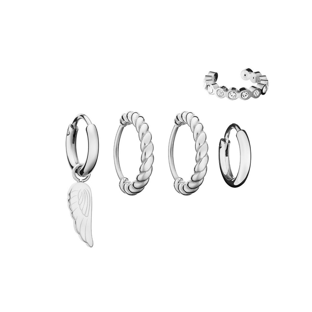 Stylish hoop earrings set with wing detail by AN JEWELS JEWELRY Mod. AB.EP051, perfect for fashion-forward accessorizing.
