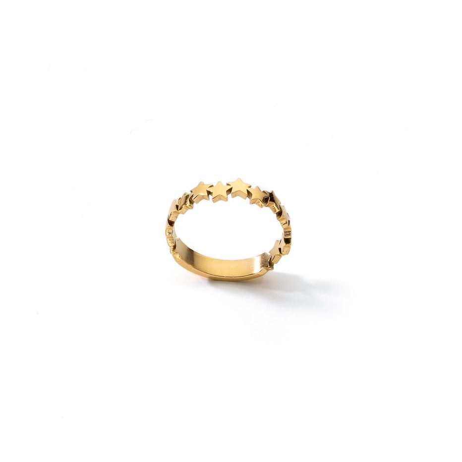 Gold ring featuring star design, AN JEWELS JEWELRY Mod. ADC.R02Y-9, elegant and stylish accessory for any occasion.