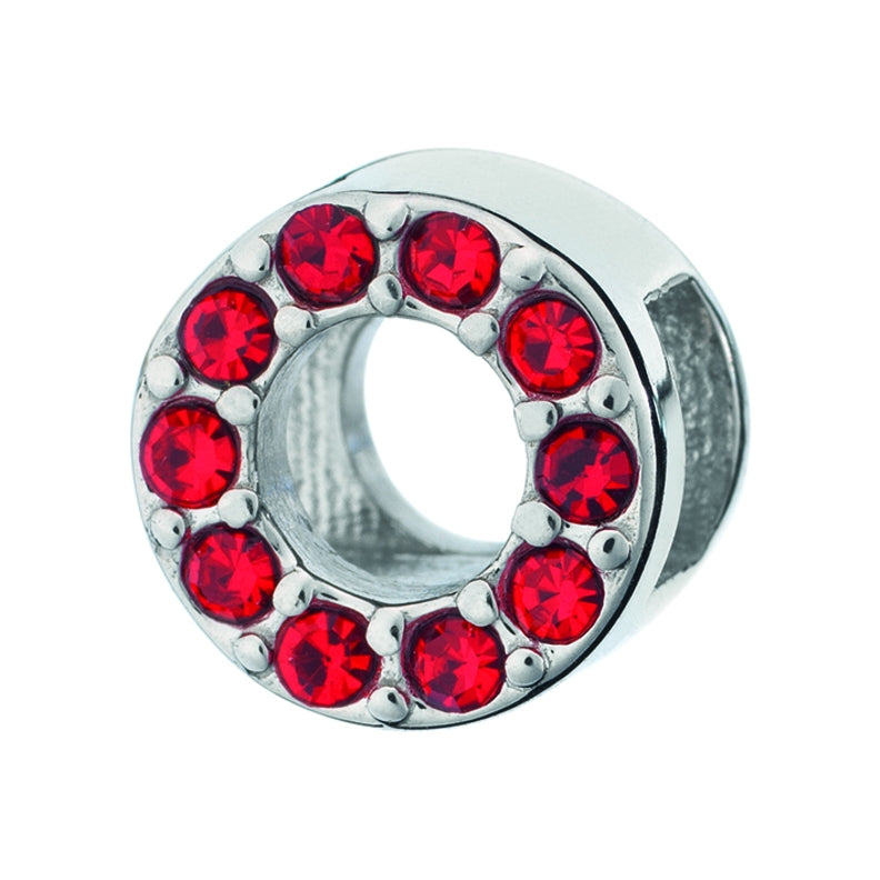 AN JEWELS JEWELRY Mod. AL.DLI01RD silver circular charm with red gemstones