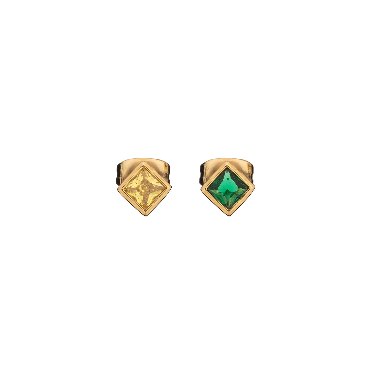 AN JEWELS JEWELRY Mod. AL.E2WI23SMC3 earrings featuring geometric gold design with yellow and green gemstones.