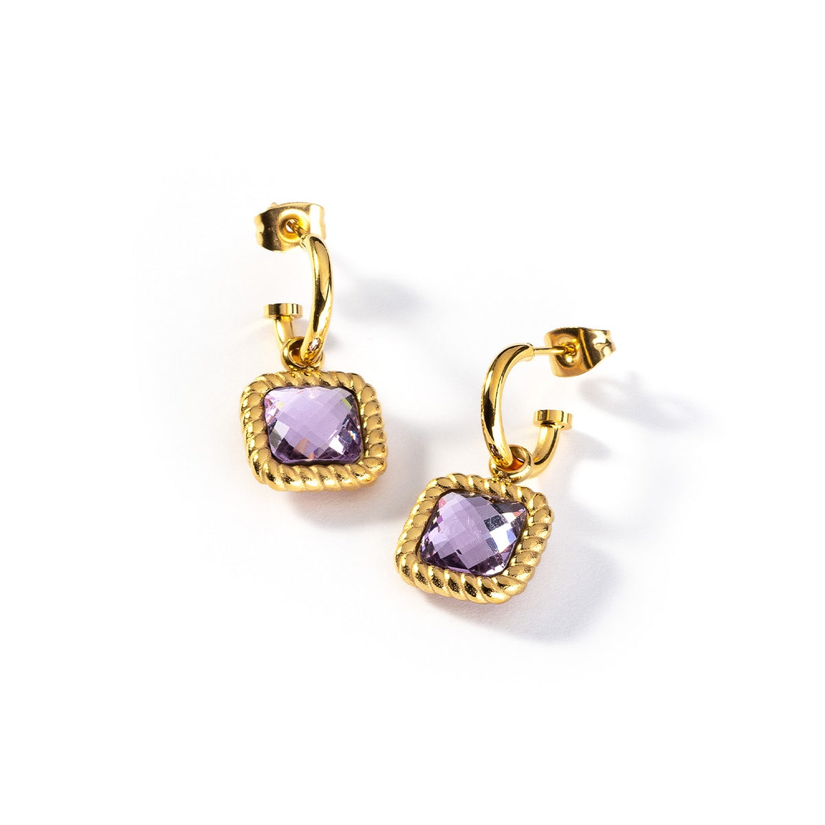 Gold earrings with purple gemstone, AN JEWELS JEWELRY Mod. AL.EMW07GVI.