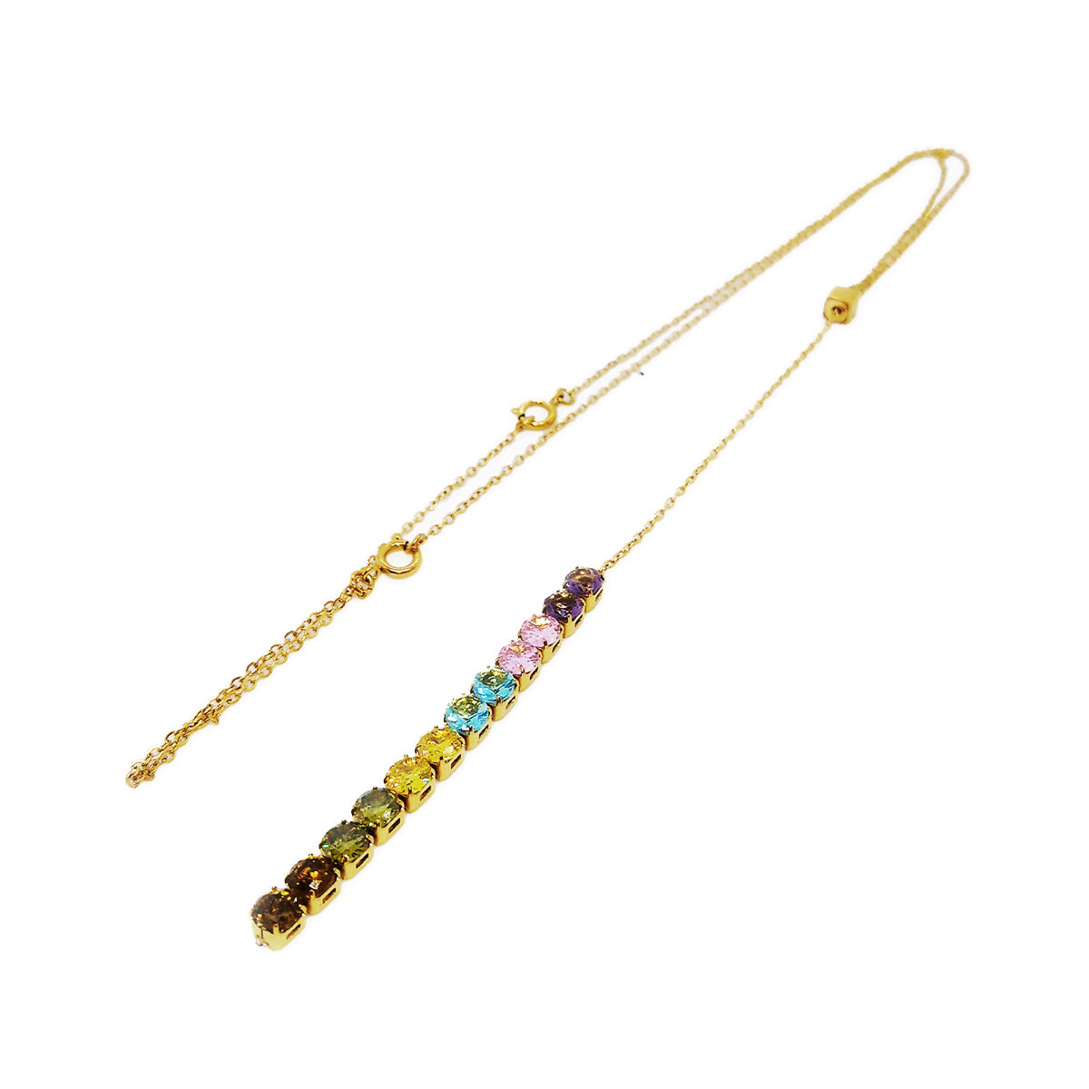 Elegant gold necklace AN JEWELS JEWELRY Mod. AL.NLIYSUM01 with multicolored gemstones designed for a sophisticated look.