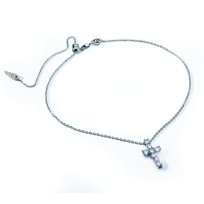 AN JEWELS JEWELRY Mod. AL.NLOY3SC silver cross necklace with gemstone accents on a chain.