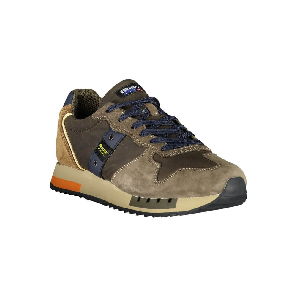 Blauer Green Polyester Sneaker with laces, contrast details, logo, and application, ideal sports footwear.