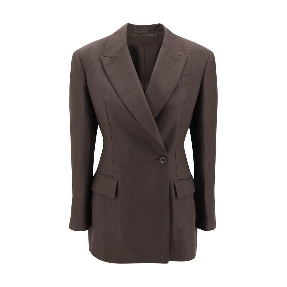 Brunello Cucinelli Linen Blazer Jacket 1728,72470364320,Brown,Brunello Cucinelli,Clothing,IT42 | L,IT46|XL,New with tags,Suits & Blazers - Women - Clothing,Women,Women - Clothing Brunello Cucinelli BR-ML1427261C273-IT42 | L
