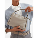 Brunello Cucinelli Small Mellow Leather Bucket Bag in Grey Handbag Brunello Cucinelli Rosy Brown