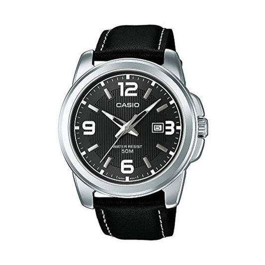 CASIO COLLECTION Mod. BOLD DATE - LEATHER. BLACK WATCHES