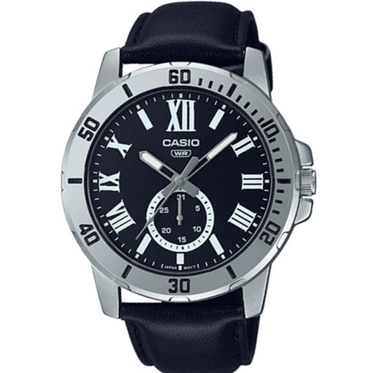 CASIO COLLECTION Mod. DIVER DATE LEATHER - BLACK WATCHES