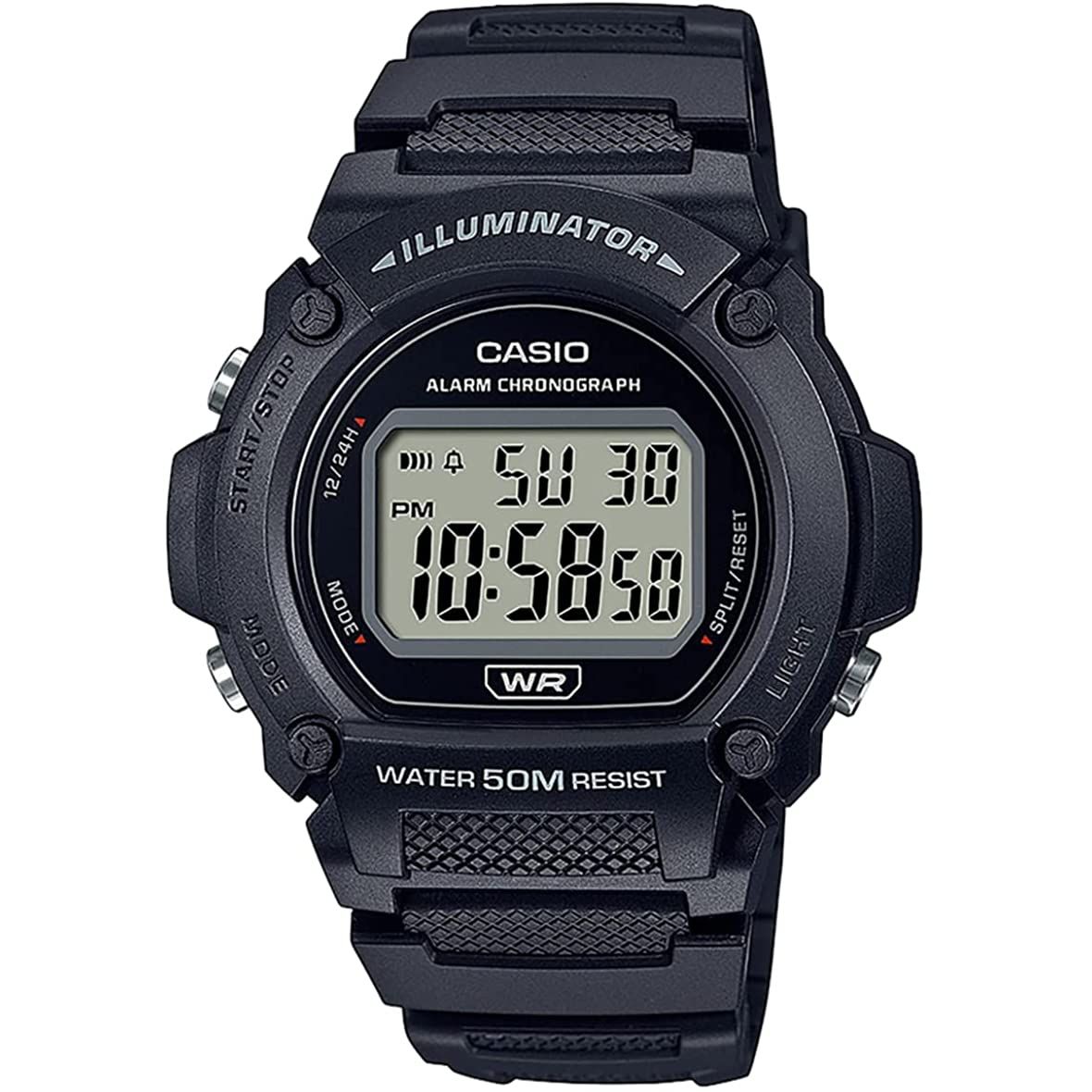 CASIO TIMELESS COLLECTION Mod. SPORT- ILLUMINATOR. WR 50M. ALARM. CHRONOGRAPH - BLACK