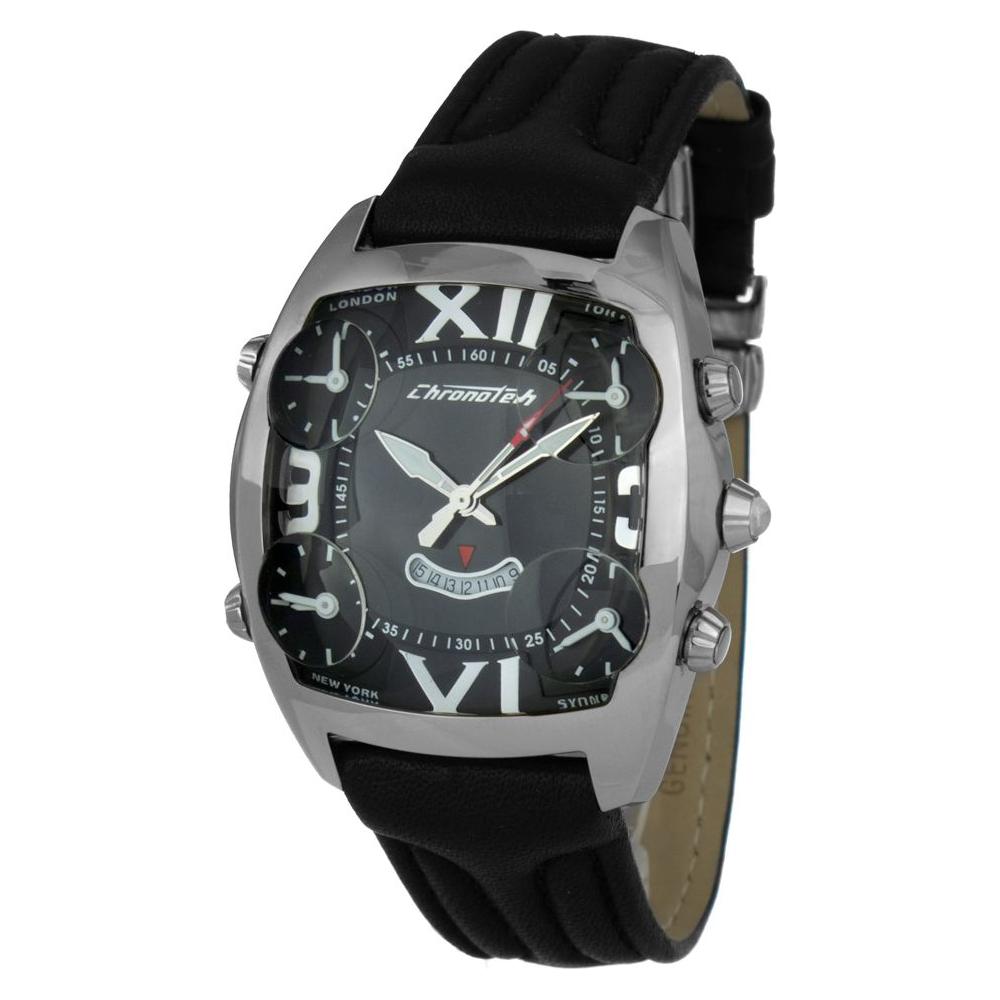 Chronotech Chronotech Black Leather Watch CHCT7677M02AC 1728,Black,Chronotech,Men,New with tags,Watches for Men - Watches