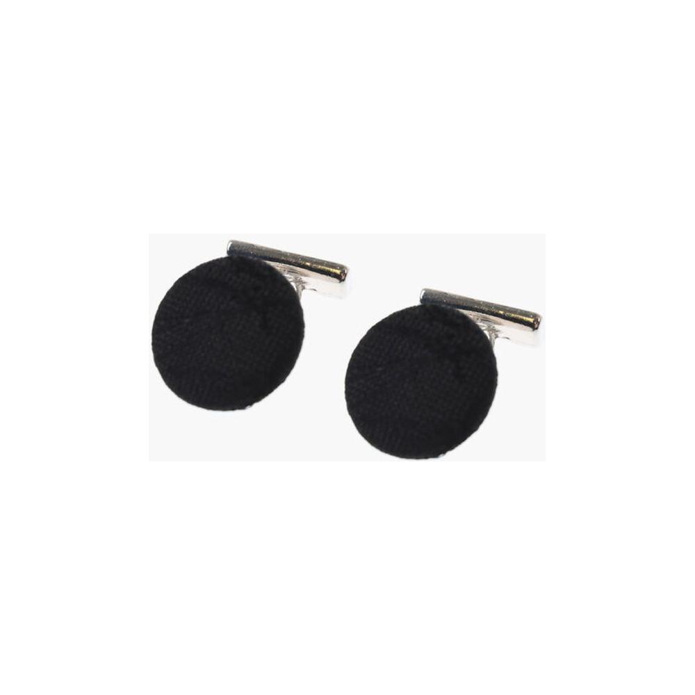 Corneliani Metal Cufflinks Lined With Embroidered Silk