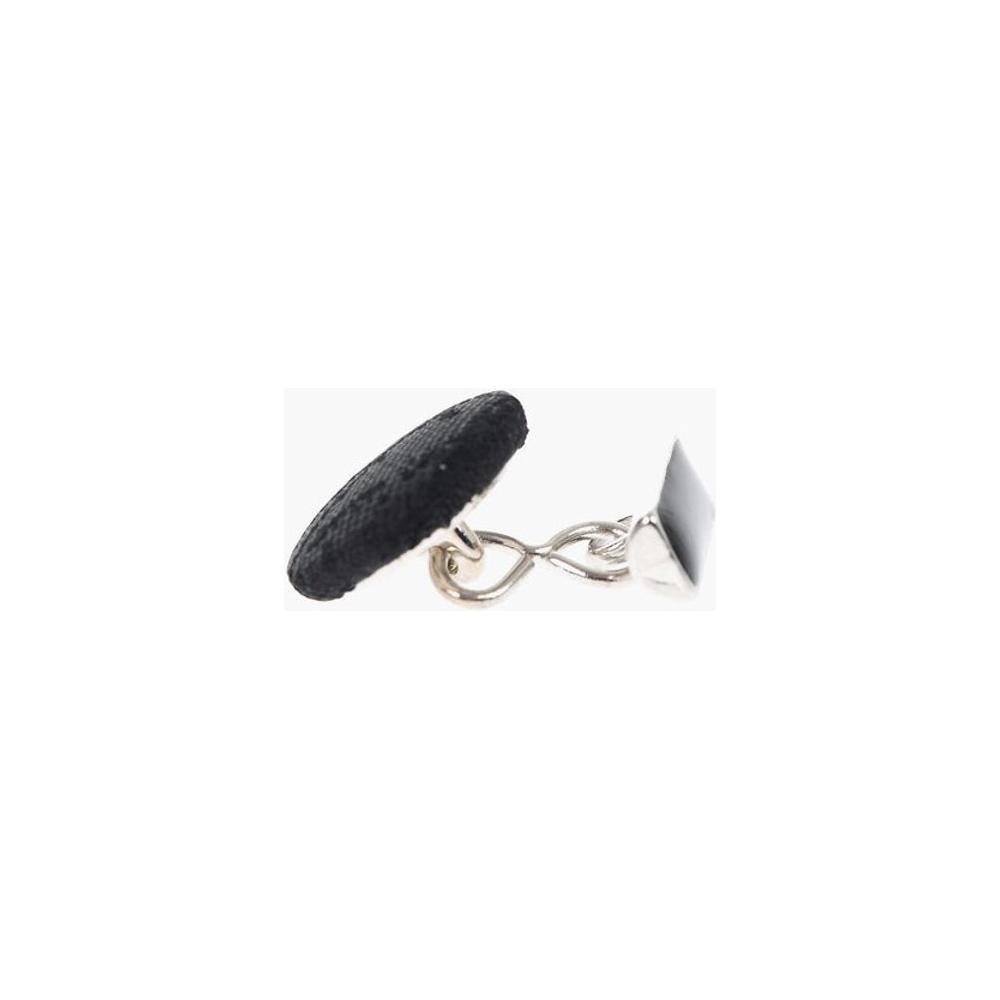 Corneliani Metal Cufflinks Lined With Embroidered Silk