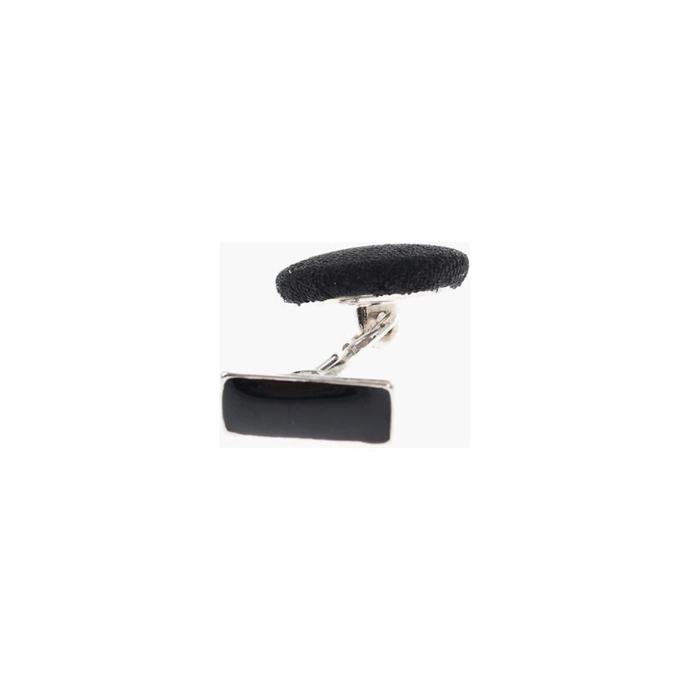 Corneliani Metal Cufflinks Lined With Embroidered Silk