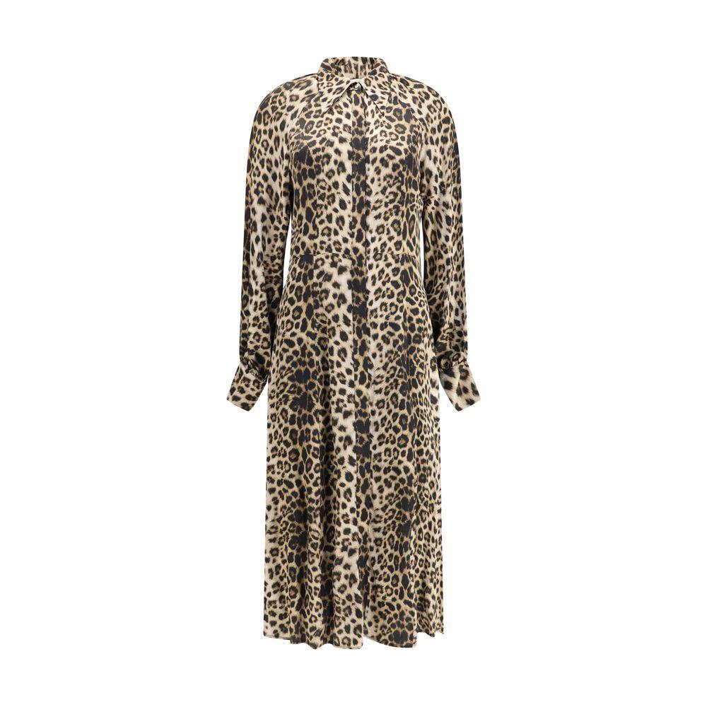Crida Milano Windsor leopard satin midi Dress CR-WINDSORSANDBLACK-0/XS