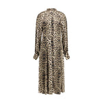 Crida Milano Windsor leopard satin midi Dress CR-WINDSORSANDBLACK-0/XS