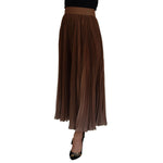 Dolce & Gabbana Beige Longuette Plisse Chiffon Midi Skirt SKI1912-40