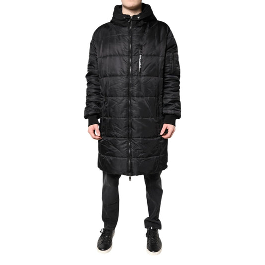 Dolce & Gabbana Black Hooded Parka Winter Men Coat Jacket