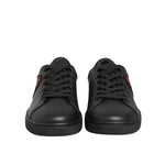 Dolce & Gabbana Black Leather Crystal Heart Sneakers Shoes LA12923-36.5
