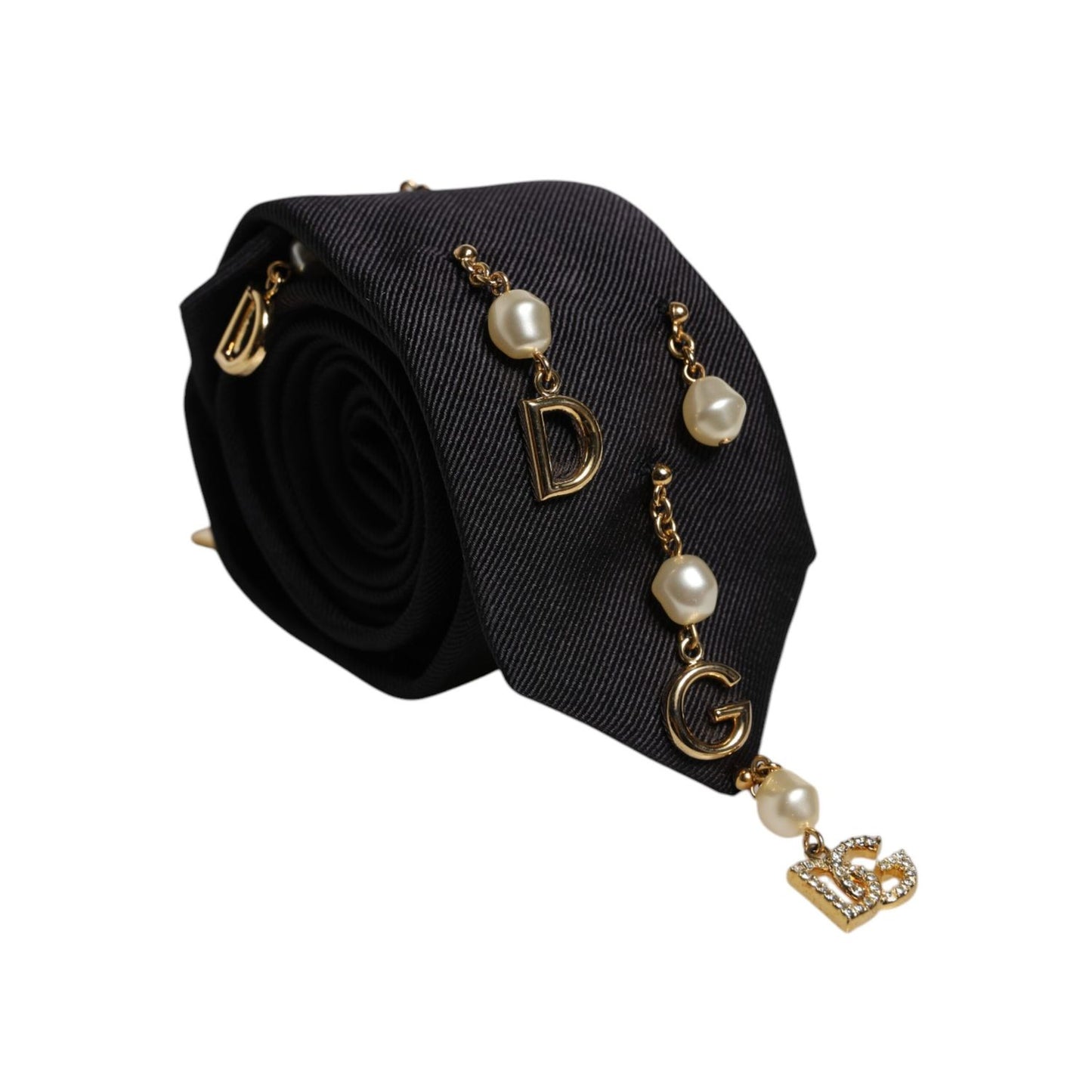 Dolce & Gabbana Black Logo Embellished Adjustable Necktie Tie