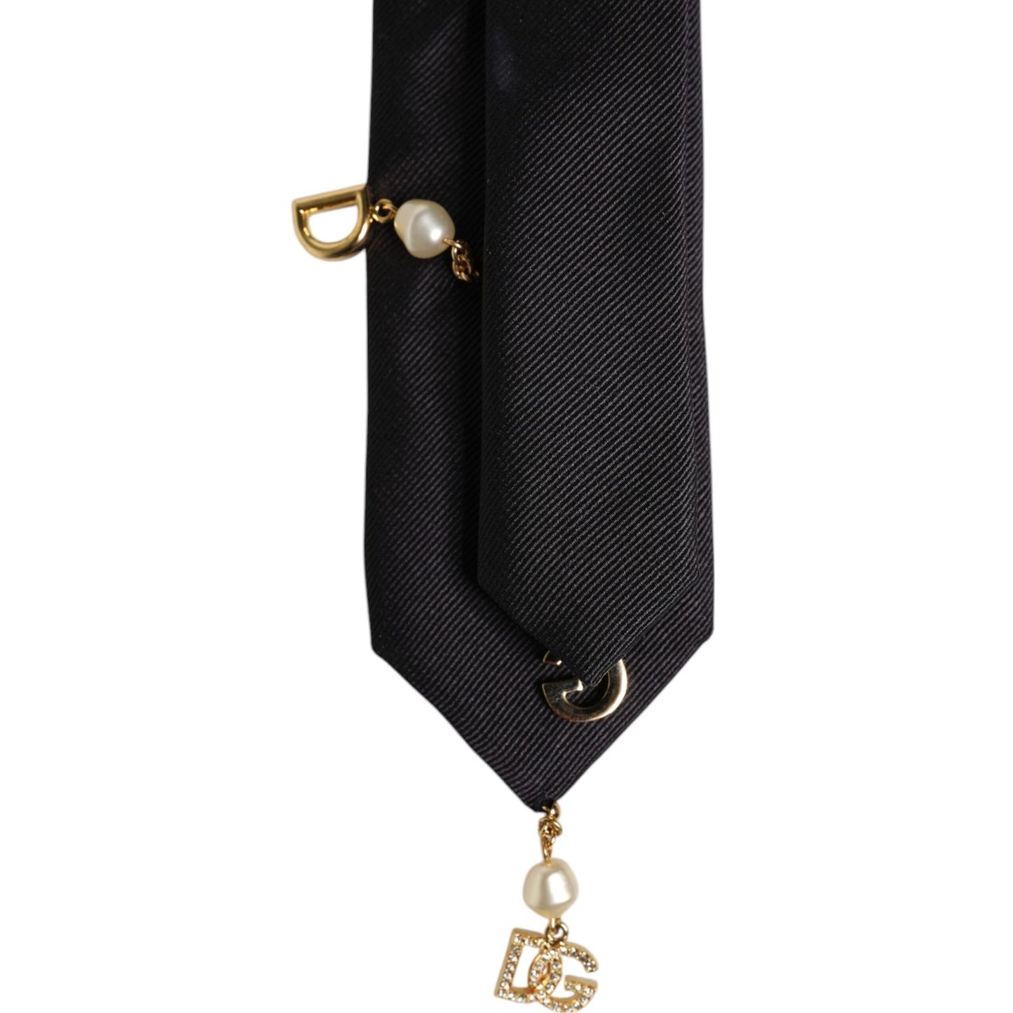 Dolce & Gabbana Black Logo Embellished Adjustable Necktie Tie