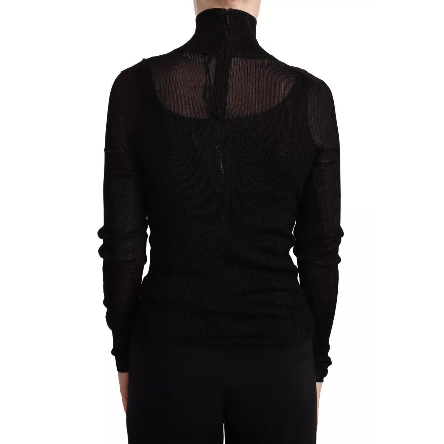 Dolce & Gabbana Black Turtleneck Form Fitting Pullover Sweater TSH6859-44